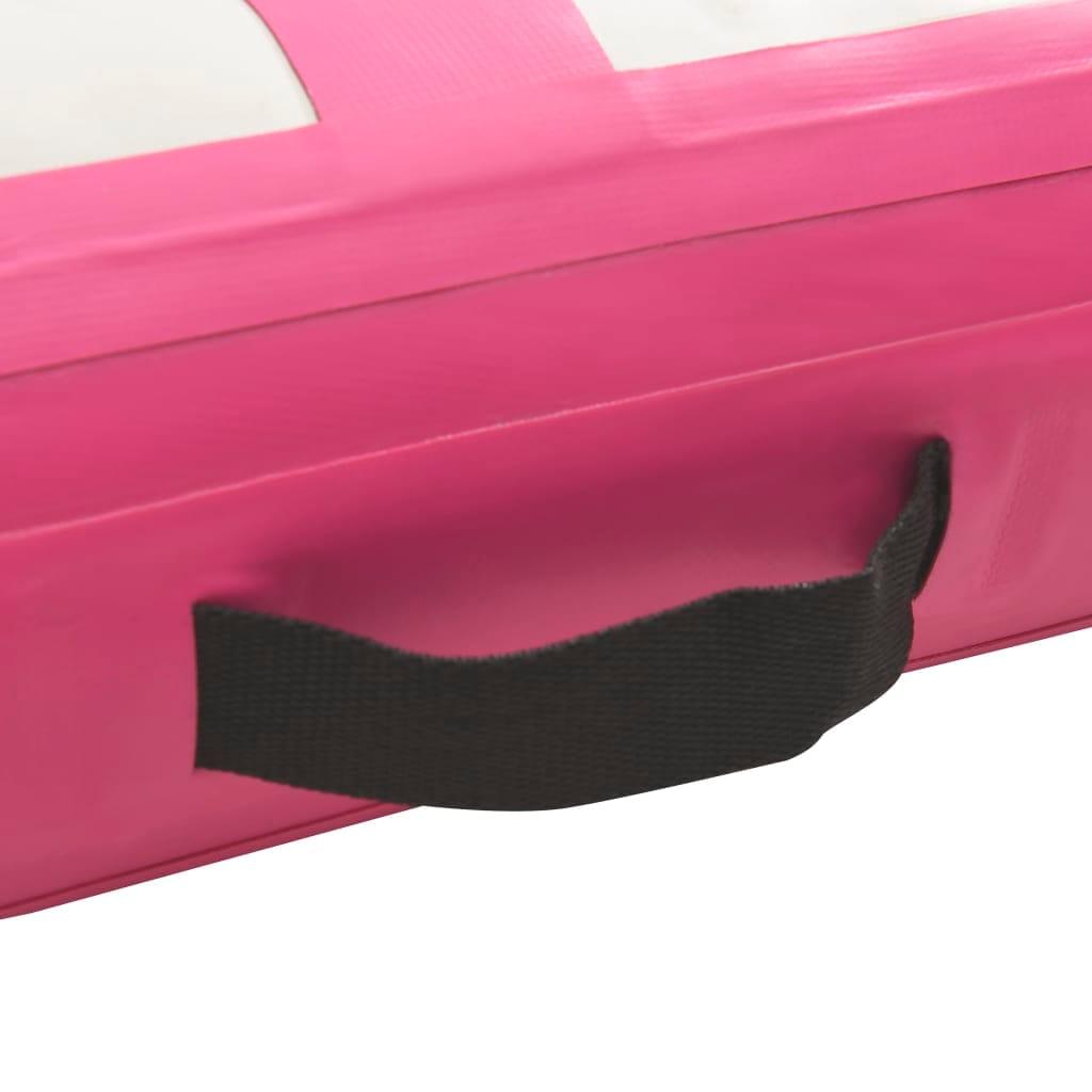 piepūšams vingrošanas paklājs ar pumpi, 300x100x15 cm, rozā PVC - amshop.lv