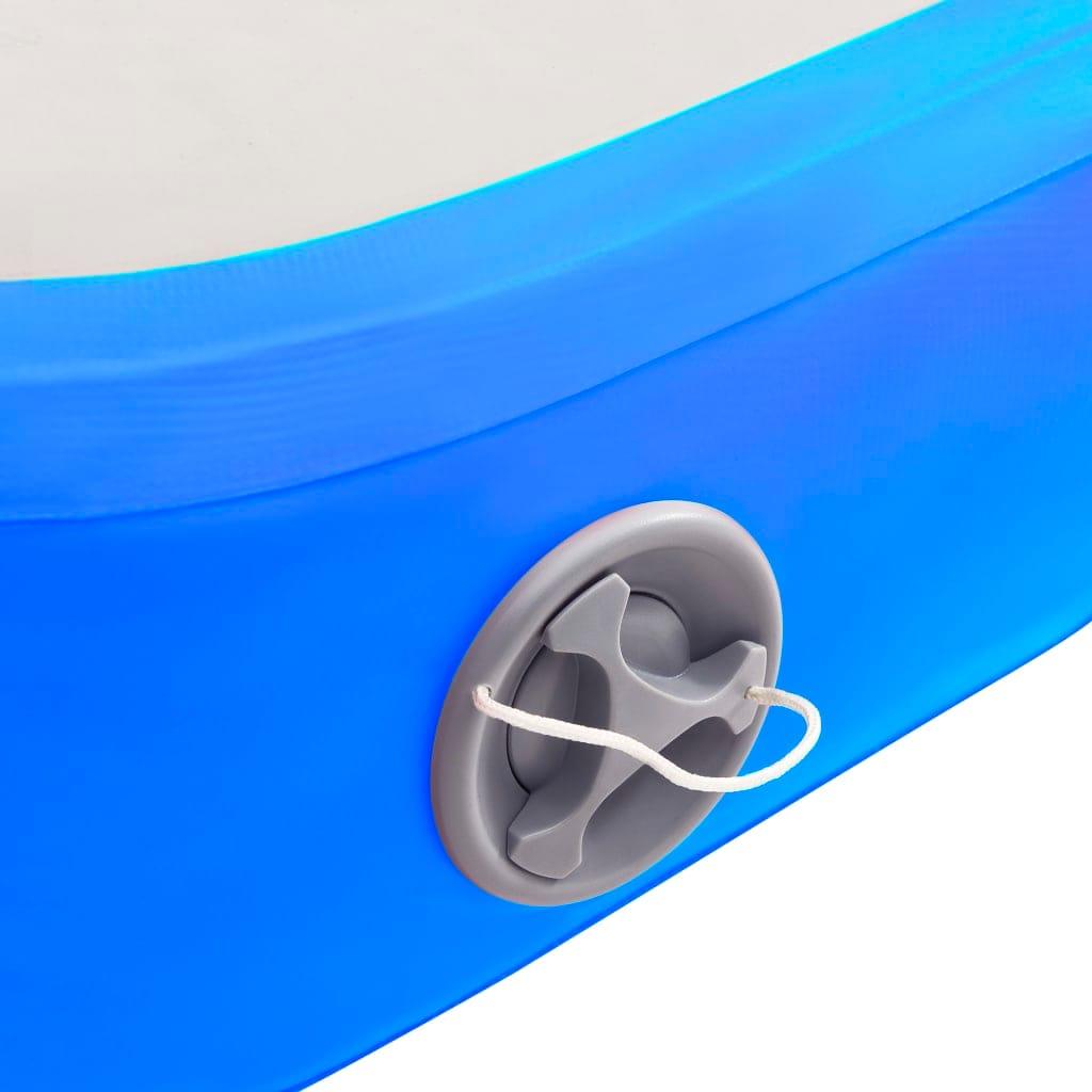 piepūšams vingrošanas paklājs ar pumpi, 400x100x15 cm, zils PVC - amshop.lv