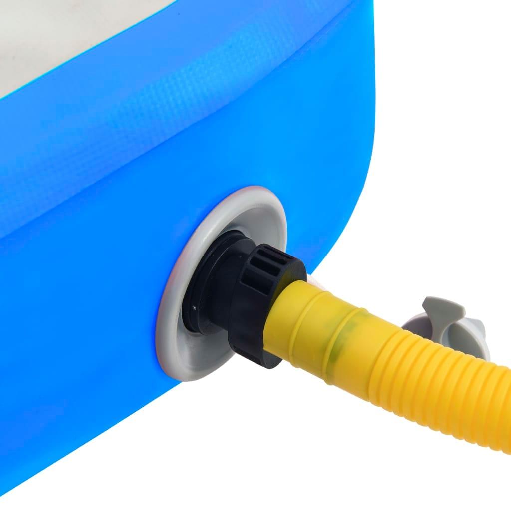 piepūšams vingrošanas paklājs ar pumpi, 800x100x20 cm, zils PVC - amshop.lv