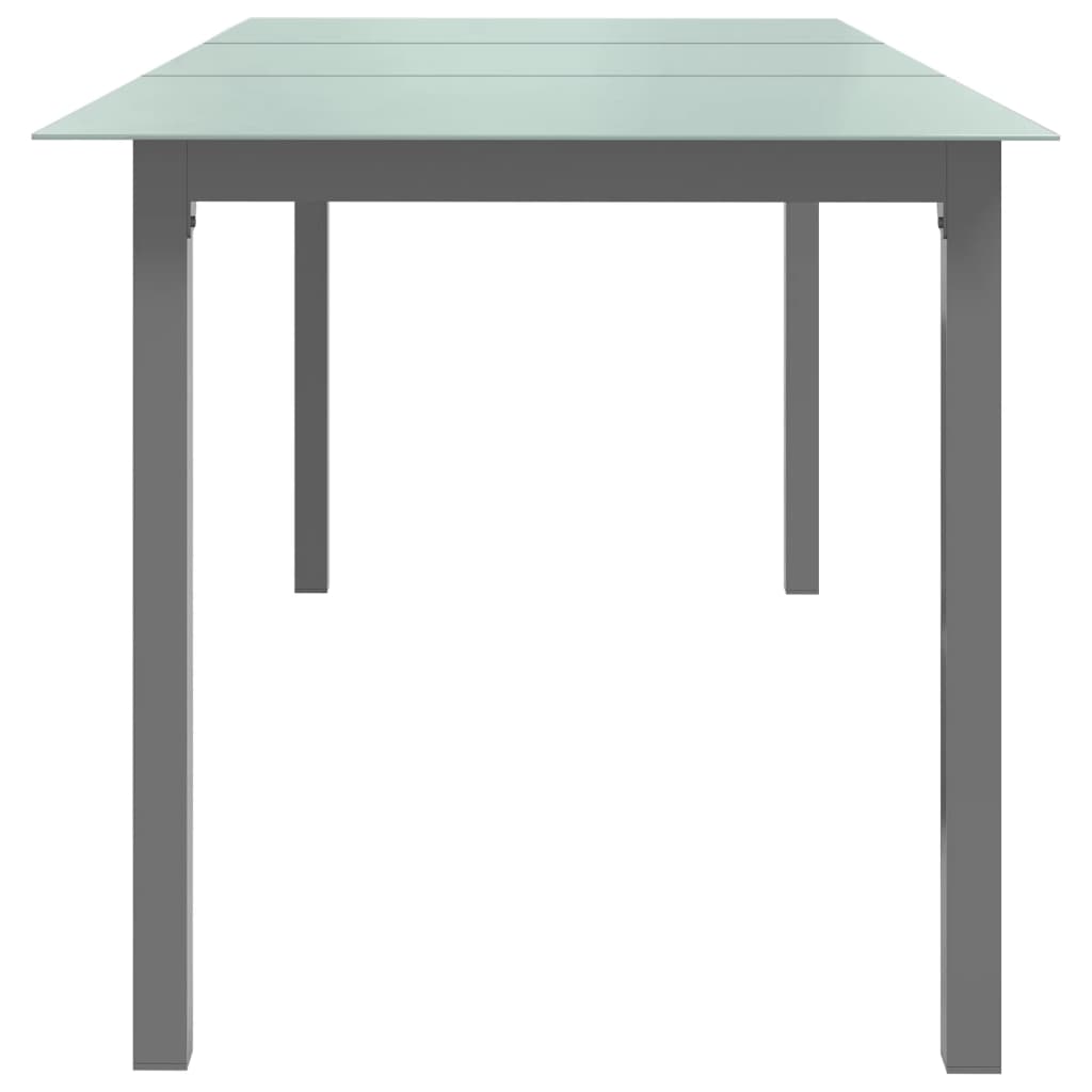 dārza galds, gaiši pelēks, 190x90x74 cm, alumīnijs un stikls