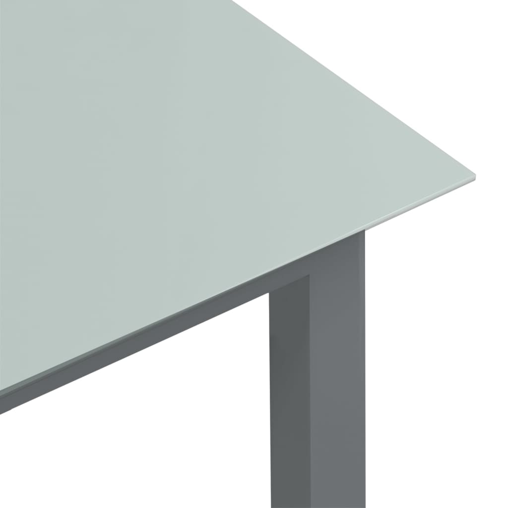 dārza galds, gaiši pelēks, 190x90x74 cm, alumīnijs un stikls