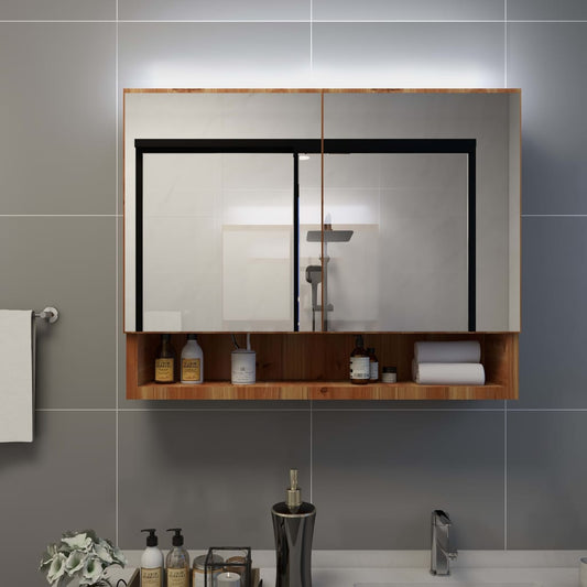 vannasistabas skapītis ar spoguli un LED, 80x15x60cm, MDF