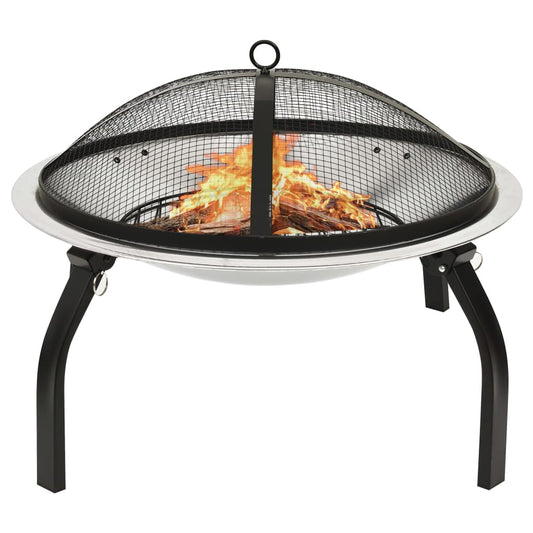 fire place/grill with crutch, 56x56x49 cm, stainless steel