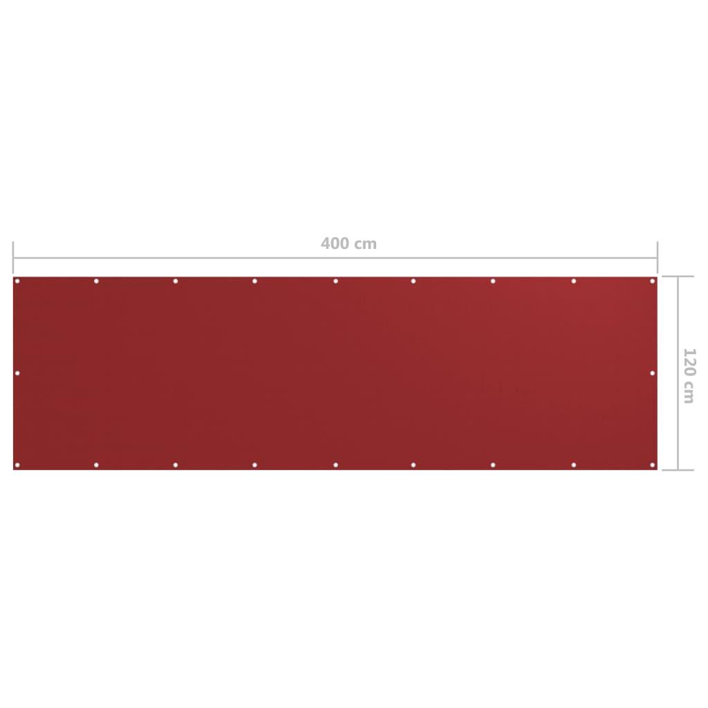 balkona aizslietnis, 120x400 cm, sarkans audums - amshop.lv