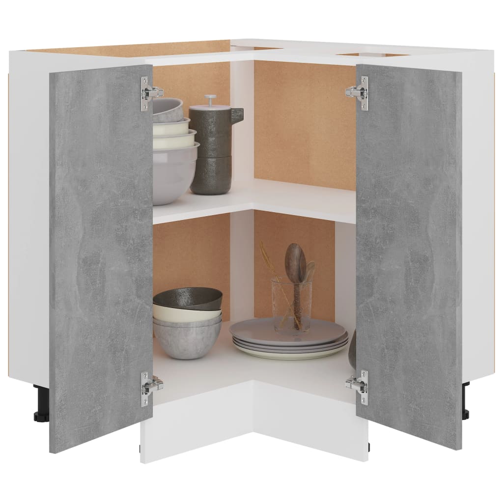 virtuves stūra skapītis, betona pelēks, 75,5x75,5x81,5 cm