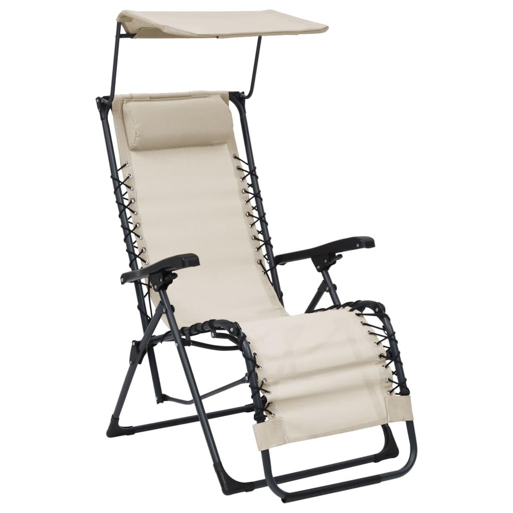 folding beach chairs, 2 pcs., cream textile
