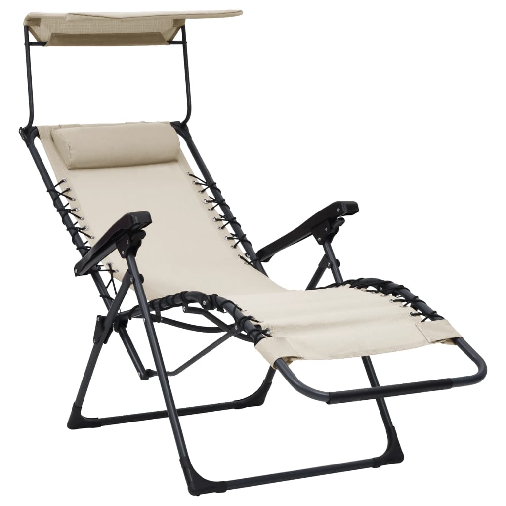 folding beach chairs, 2 pcs., cream textile