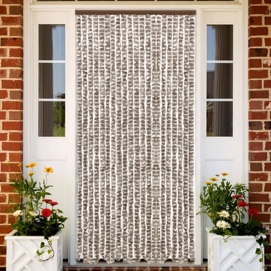 insect curtain, 90x220 cm, grey-brown and white chenille
