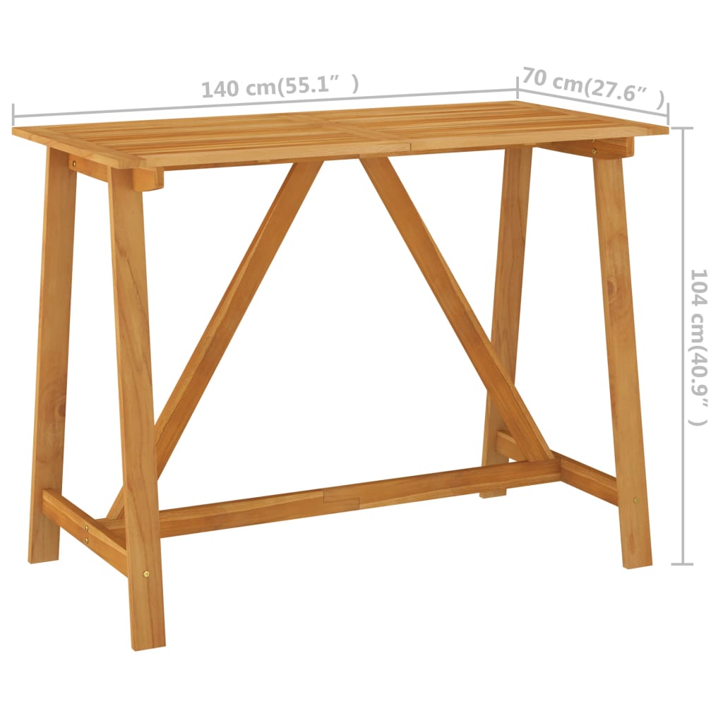 dārza bāra galds, 140x70x104 cm, akācijas masīvkoks