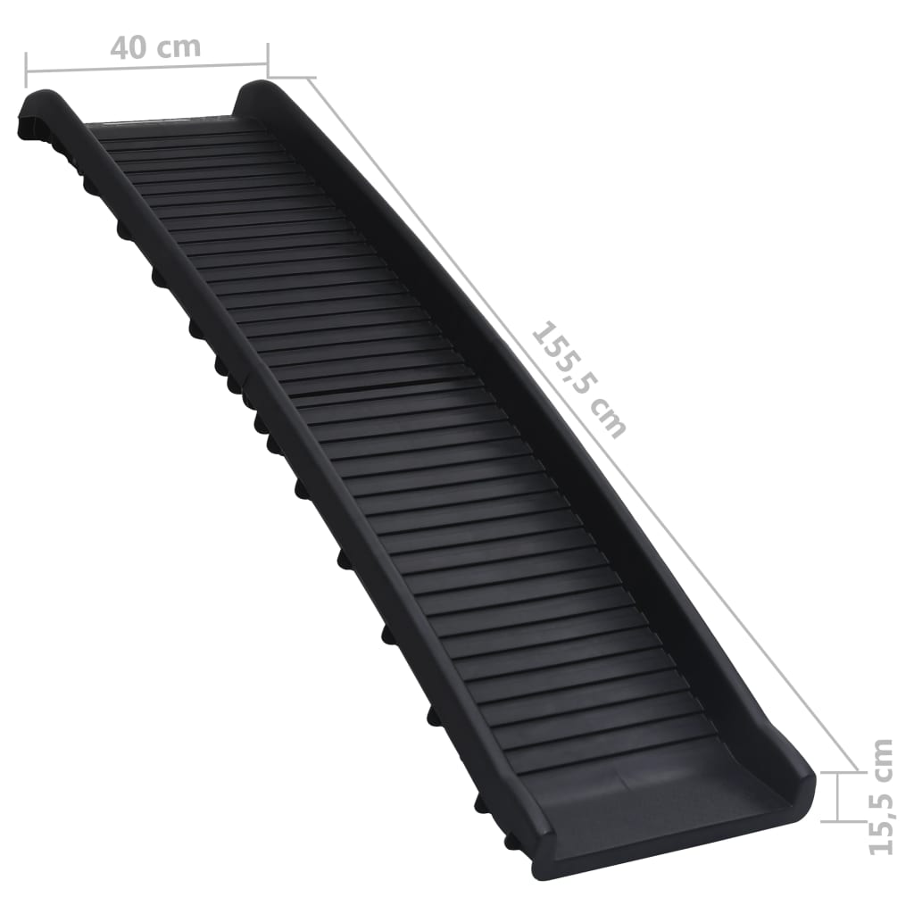 collapsible dog ramp, black, 155.5x40x15.5 cm