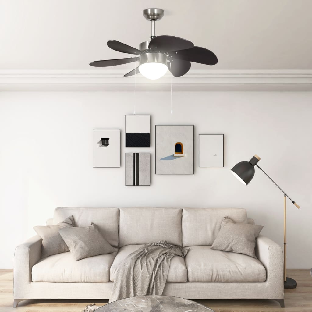 Griestu ventilators ar lampu, 76 cm, tumši brūns