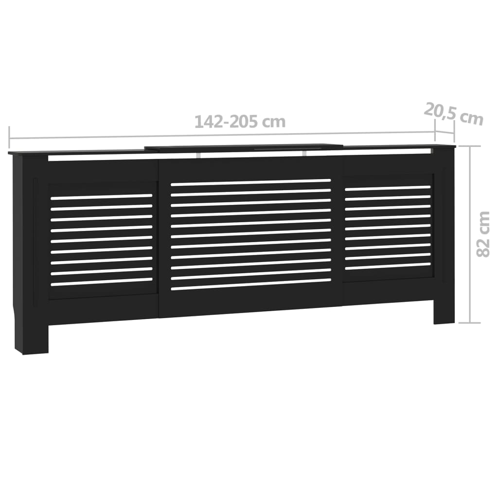 radiatora pārsegs, melns MDF, 205 cm