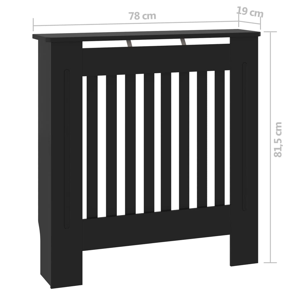 radiatora pārsegs, melns MDF, 78 cm
