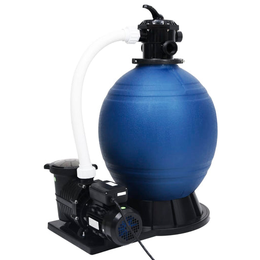 sand filter with 7-position valve, 1000 W pump, blue, black