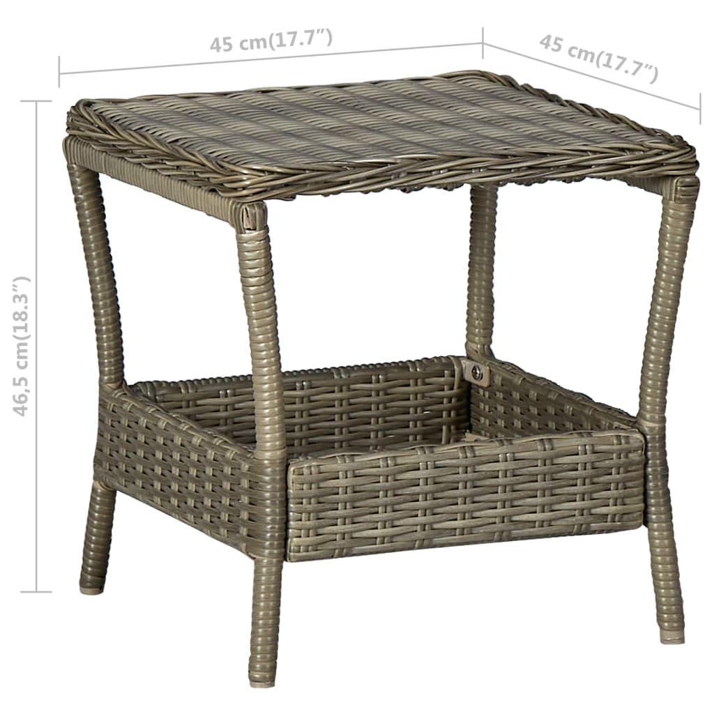 dārza bāra galds, brūns, 45x45x46,5 cm, PE rotangpalma