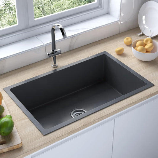 kitchen sink, stainless steel, black