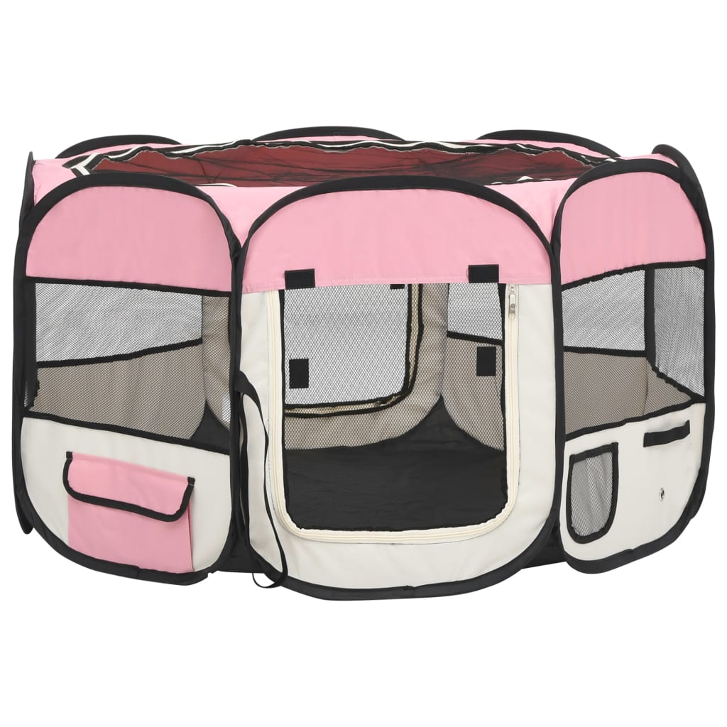 saliekama suņu sētiņa, ar somu, rozā, 110x110x58 cm