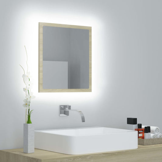 vannasistabas spogulis, LED, ozolkoka krāsā, 40x8,5x37 cm