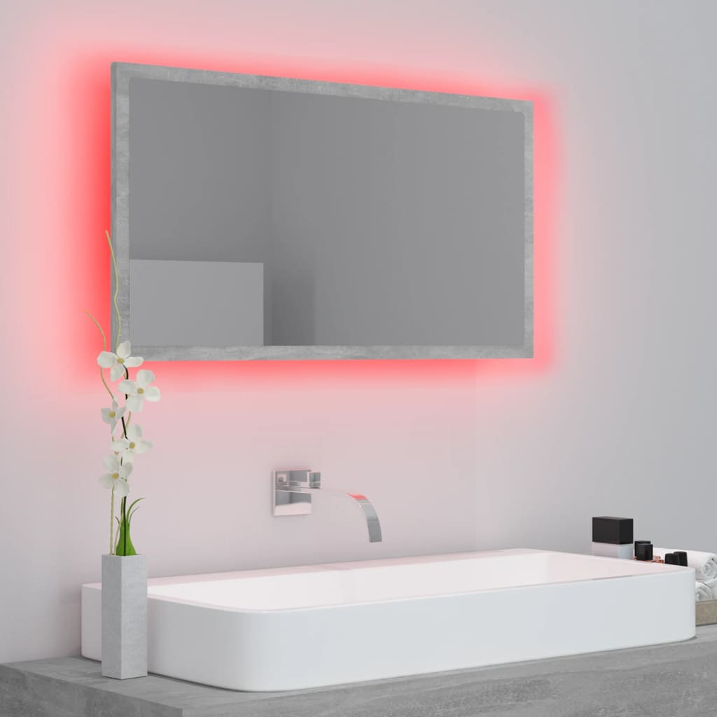 vannasistabas spogulis, LED, pelēks, 80x8,5x37 cm, akrils