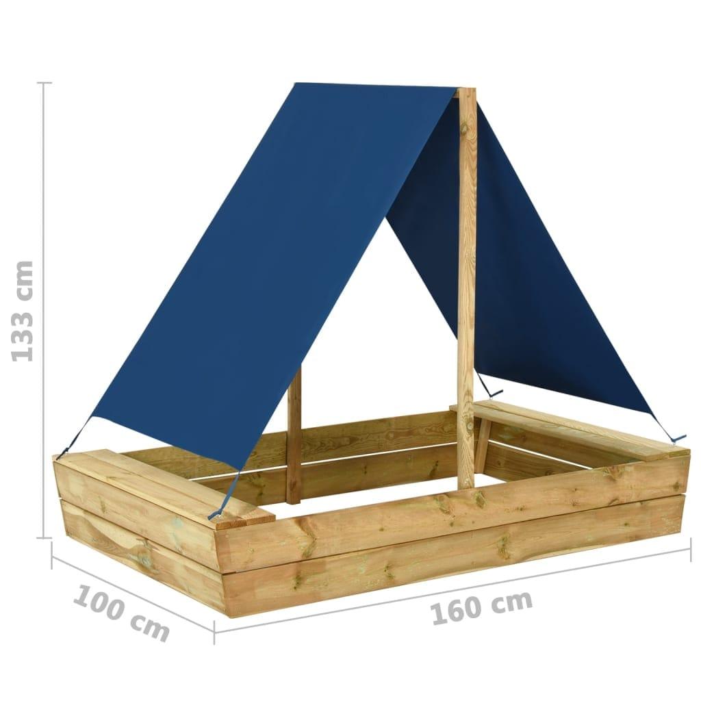 smilšu kaste ar jumtu, 160x100x133 cm, impregnēts priedes koks - amshop.lv