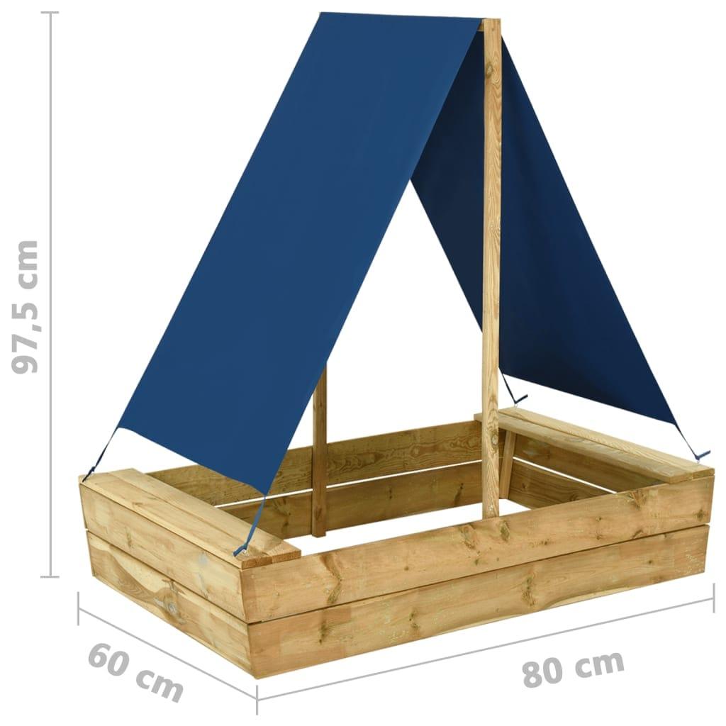 smilšu kaste ar jumtu, 80x60x97,5 cm, impregnēts priedes koks - amshop.lv