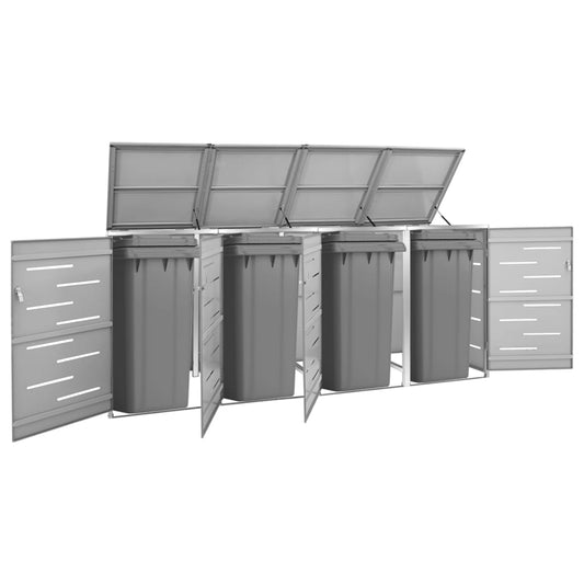 4-part canopy for waste bins, 276.5x77.5x115.5cm, steel