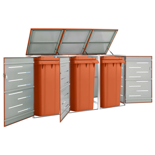 3-part canopy for waste containers, 207x77.5x115cm, steel