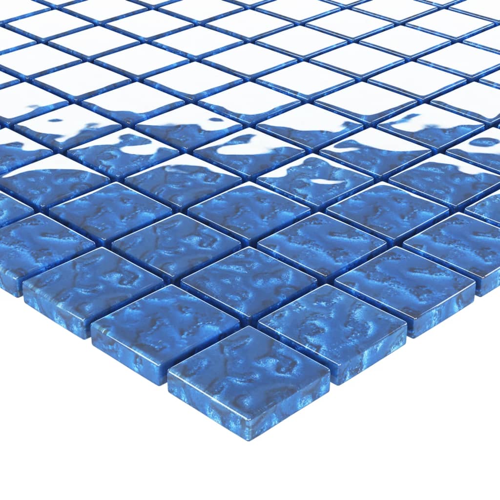 mozaīkas flīzes, 11 gab., zilas, 30x30 cm, stikls