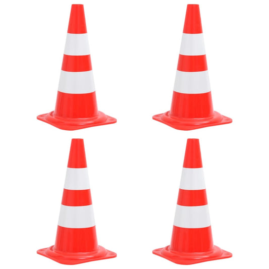 reflective traffic cones, 4 pcs., red and white, 50 cm