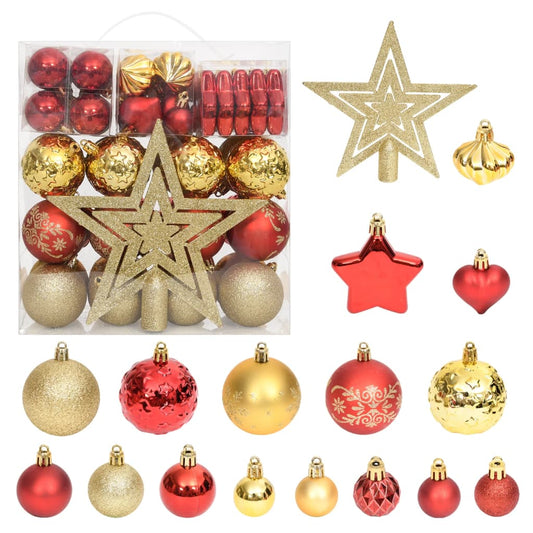 Christmas tree decorations, 70 pcs., golden and red