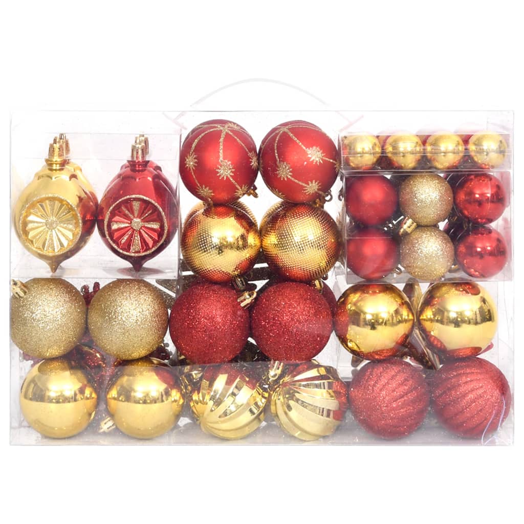 Ziemassvētku eglīšu rotājumi, 108 gab., zeltaini un sarkani