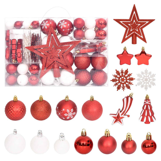Christmas tree decorations, 108 pcs., red and white