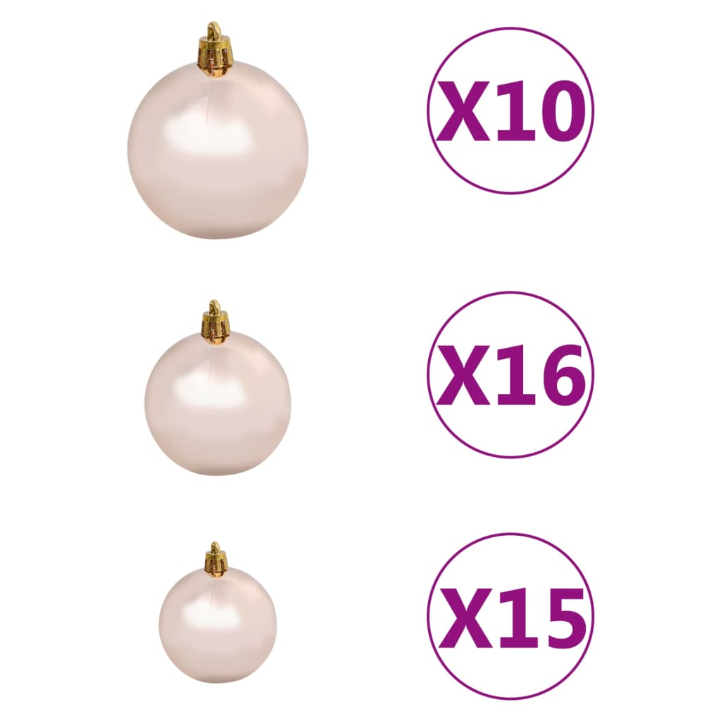 Set of Christmas balls, 120 pcs., 300 LEDs, golden pink