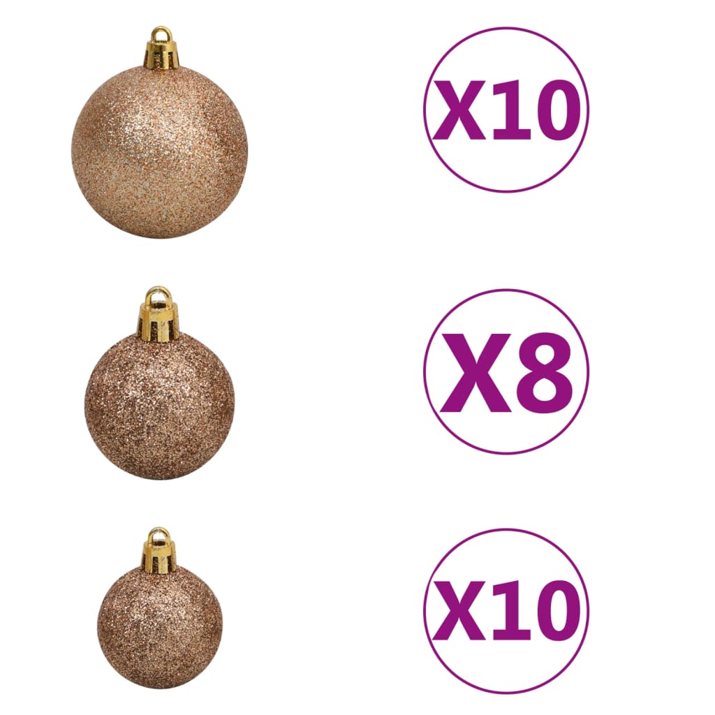 Set of Christmas balls, 120 pcs., 300 LEDs, golden pink