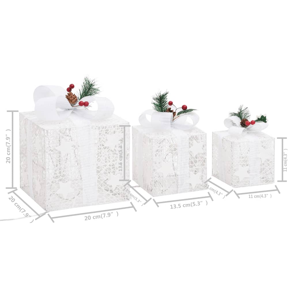 Ziemassvētku dekorācija, 3 dāvanu kastes, baltas, telpām,ārā