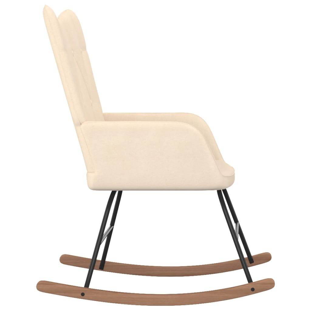 šūpuļkrēsls ar kāju balstu, krēmkrāsas audums