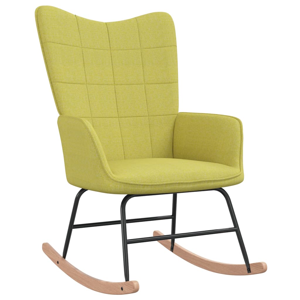 šūpuļkrēsls ar kāju balstu, zaļš audums