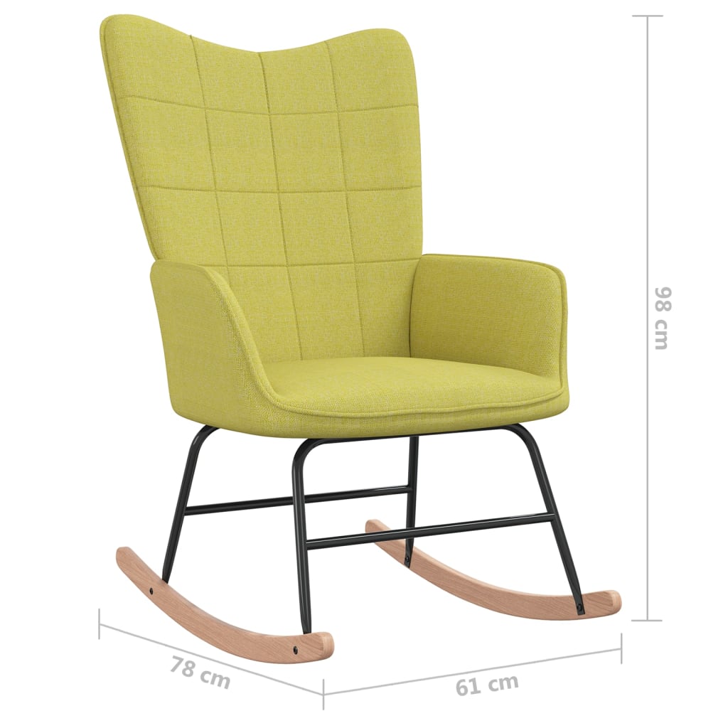 šūpuļkrēsls ar kāju balstu, zaļš audums