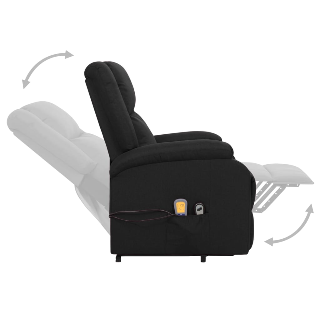 massage chair, liftable, reclining, black fabric