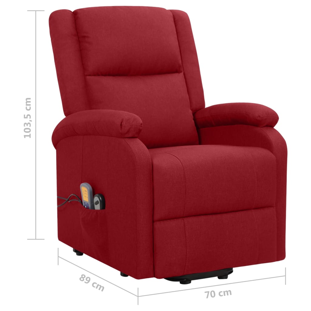 massage chair, liftable, burgundy fabric