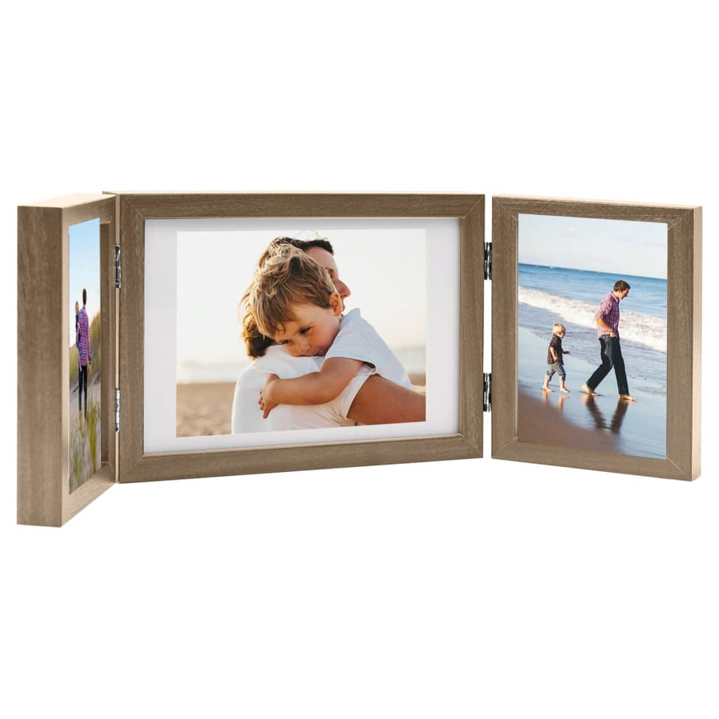 3-part photo frame, collage, light brown, 28x18 cm+2x(13x18 cm)