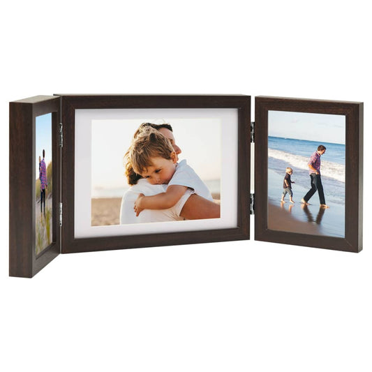 3-part photo frame, collage, dark brown, 22x15 cm+2x(10x15 cm)