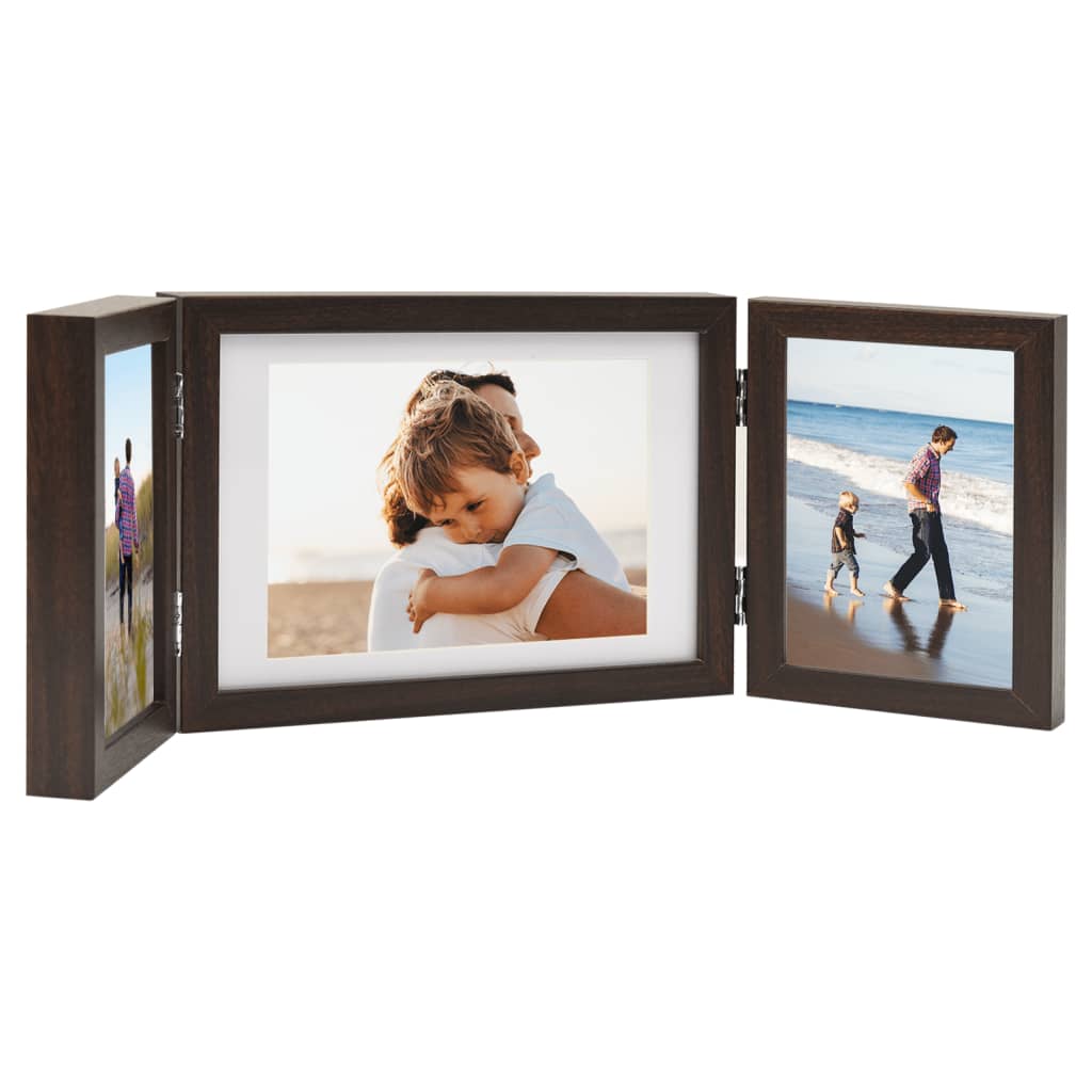 3-part photo frame, collage, dark brown, 28x18 cm+2x(13x18 cm)
