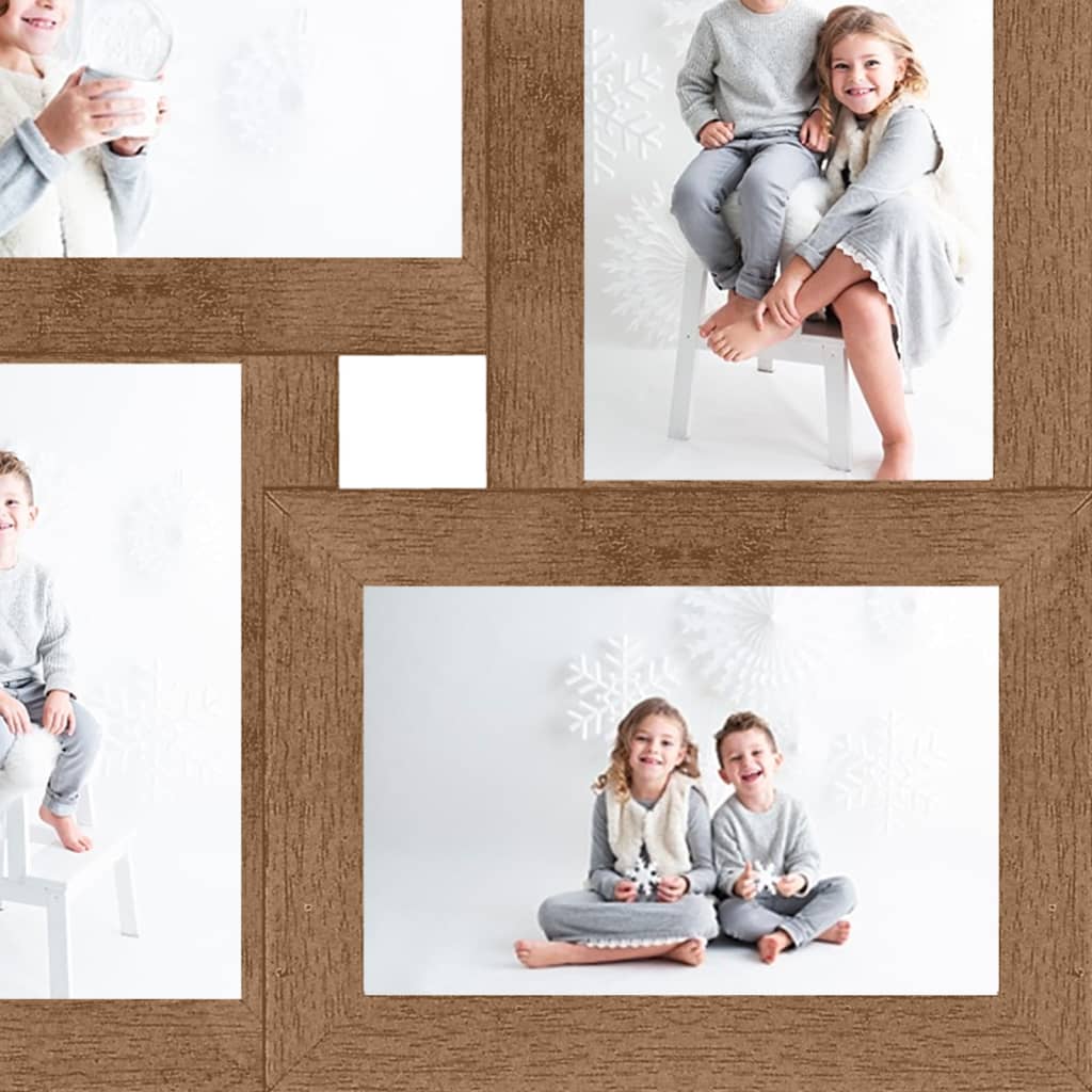 collage photo frame, for 4x(13x18 cm) pictures, light brown MDF
