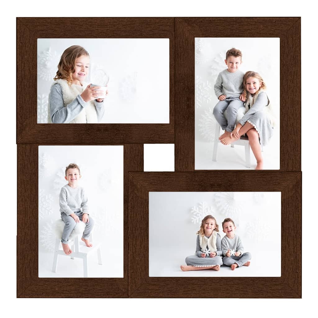 collage photo frame, for 4x(13x18 cm) pictures, dark brown MDF