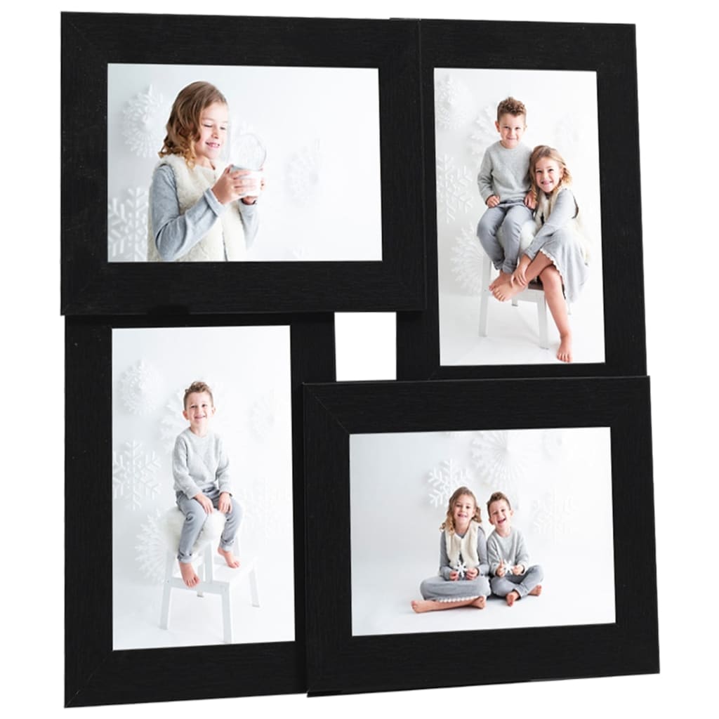 collage photo frame, for 4x(10x15 cm) pictures, black MDF