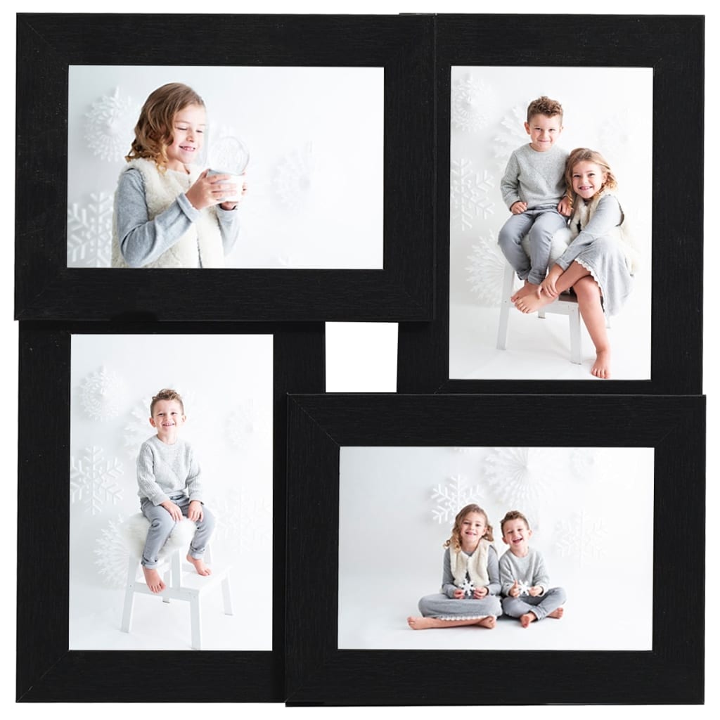collage photo frame, for 4x(10x15 cm) pictures, black MDF