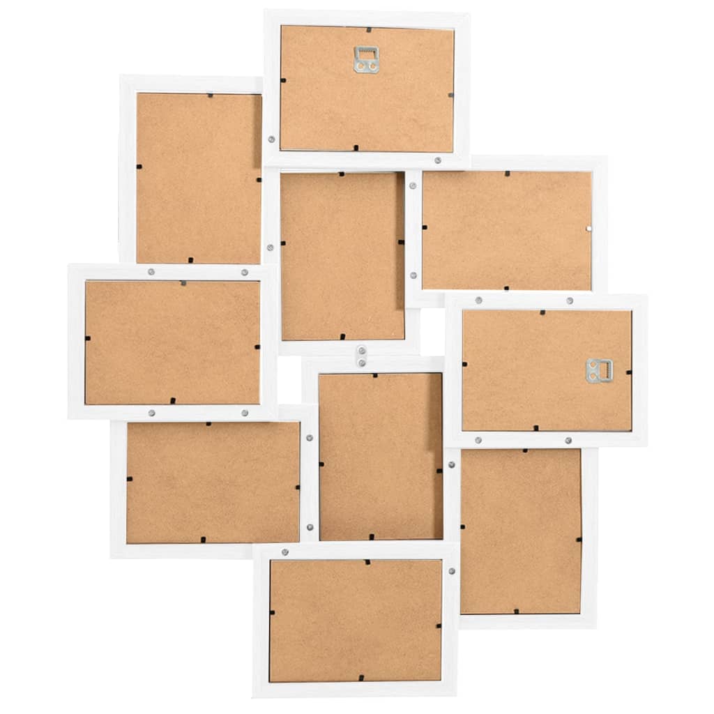 collage photo frame, 10x(10x15 cm) for pictures, white MDF