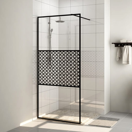 dušas siena, caurspīdīgs ESG stikls, 100x195 cm, melna