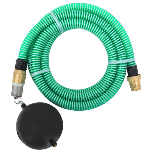 suction hose with brass connectors, green, 7 m, 25 mm